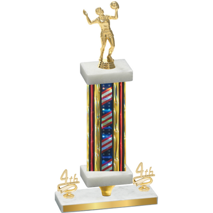 Premium Single Flag USA Fourth Place Volleyball Trophy