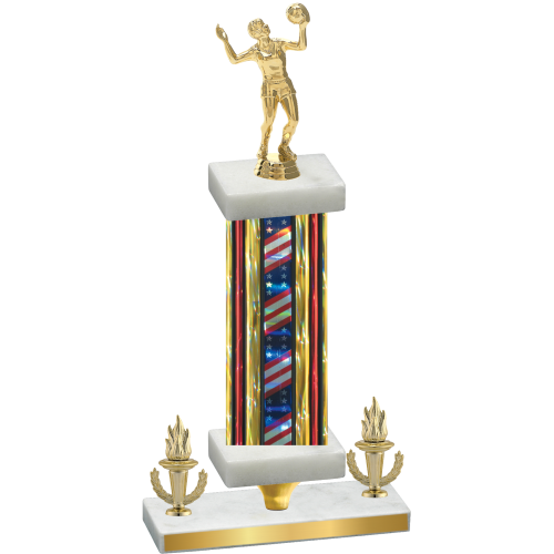 Premium Single Flag USA Victory Volleyball Trophy