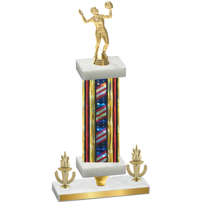 Premium Single Flag USA Victory Volleyball Trophy