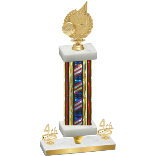 Premium Single Flag USA Fourth Place Volleyball Trophy