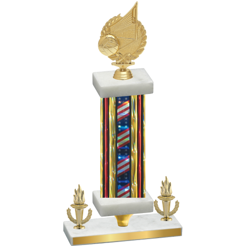 Premium Single Flag USA Victory Volleyball Trophy