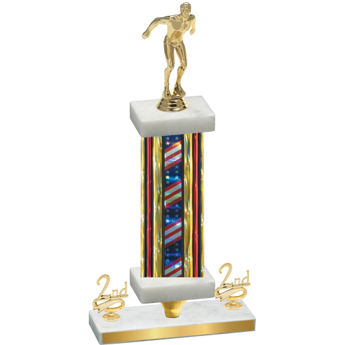 Premium Single Flag USA Second Place Swimming Trophy