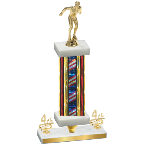 Premium Single Flag USA Fourth Place Swimming Trophy