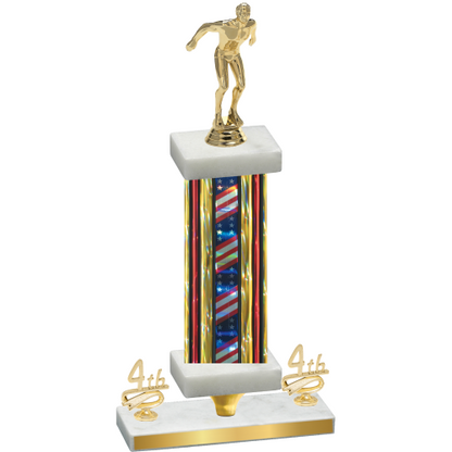 Premium Single Flag USA Fourth Place Swimming Trophy