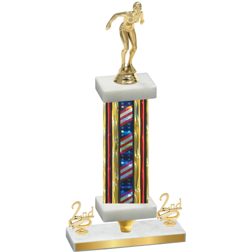 Premium Single Flag USA Second Place Tennis Trophy