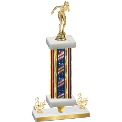 Premium Single Flag USA Third Place Tennis Trophy