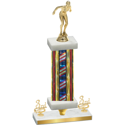 Premium Single Flag USA Third Place Tennis Trophy