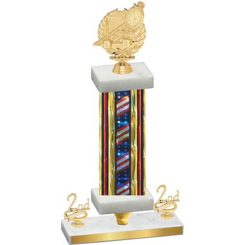 Premium Single Flag USA Second Place Swimming Trophy