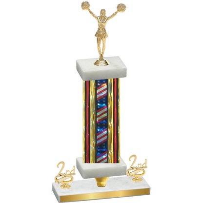 Premium Single Flag USA Second Place Cheerleading Trophy