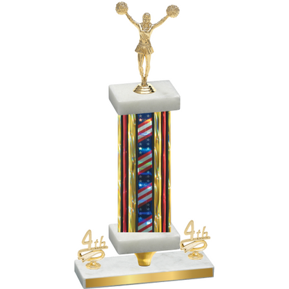 Premium Single Flag USA Fourth Place Cheerleading Trophy