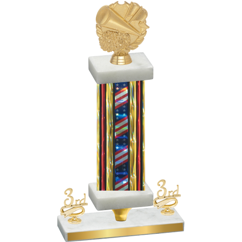 Premium Single Flag USA Third Place Cheerleading Trophy
