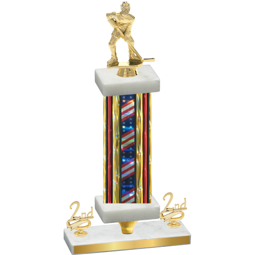 Premium Single Flag USA Second Place Hockey Trophy