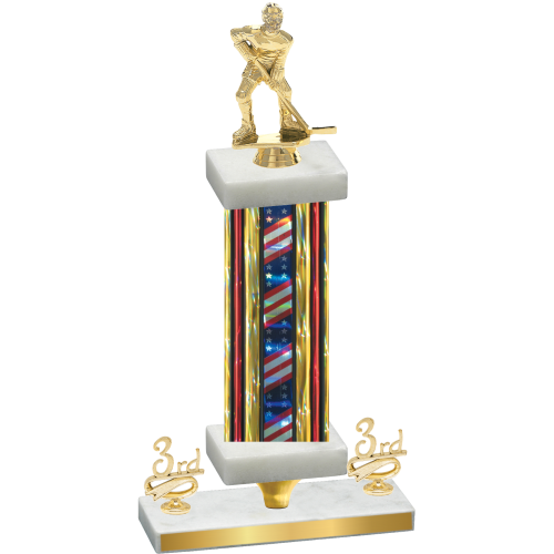 Premium Single Flag USA Third Place Hockey Trophy