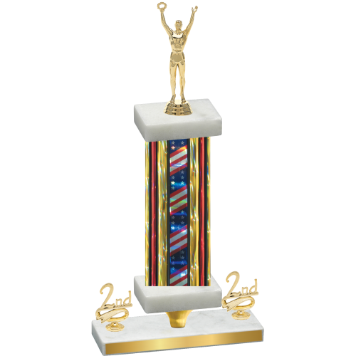 Premium Single Flag USA Second Place Victory Trophy