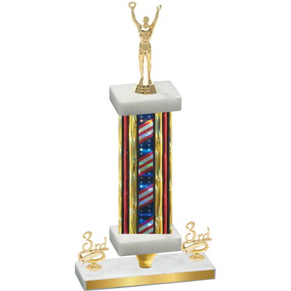 Premium Single Flag USA Third Place Victory Trophy