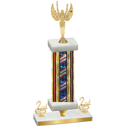 Premium Single Flag USA Second Place Victory Trophy
