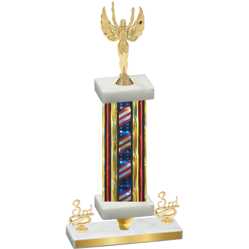 Premium Single Flag USA Third Place Victory Trophy