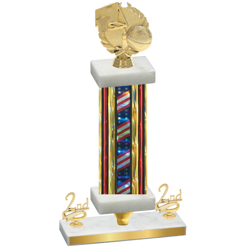 Premium Single Flag USA Second Place Basketball Trophy