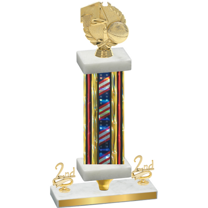 Premium Single Flag USA Second Place Basketball Trophy