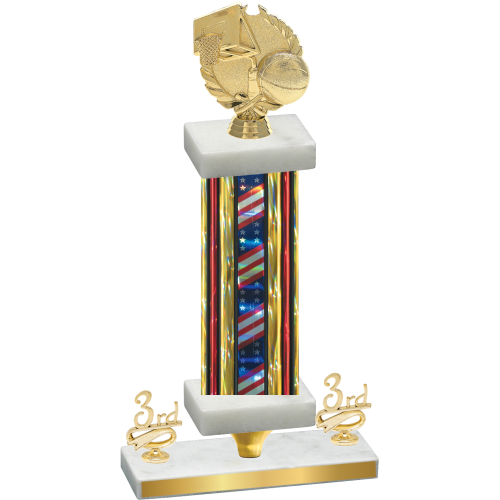 Premium Single Flag USA Third Place Basketball Trophy