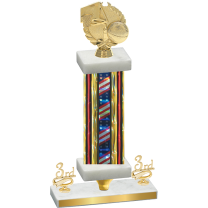 Premium Single Flag USA Third Place Basketball Trophy