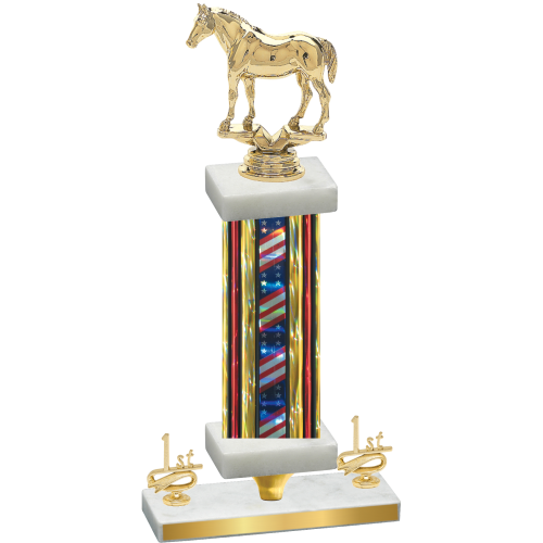 Premium Single Flag USA First Place Horses Trophy