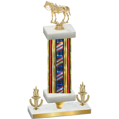 Premium Single Flag USA Victory Horses Trophy