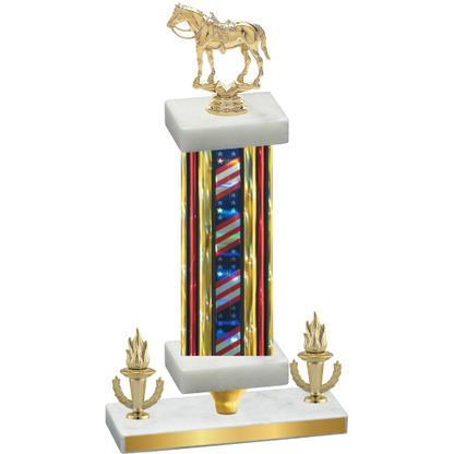 Premium Single Flag USA Victory Horses Trophy