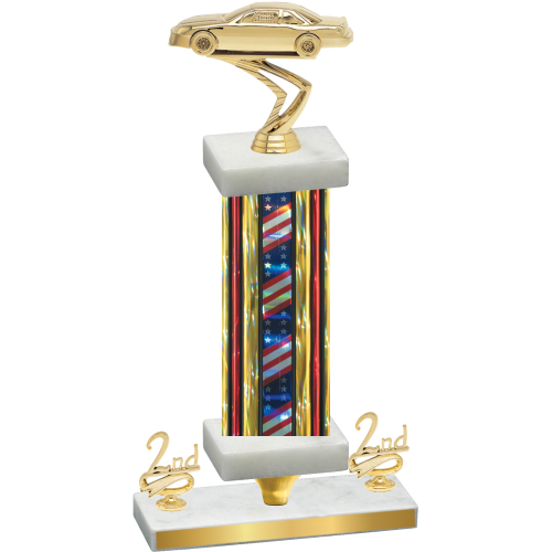Premium Single Flag USA Second Place Cars Trophy