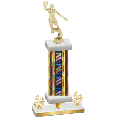 Premium Single Flag USA Fourth Place Basketball Trophy