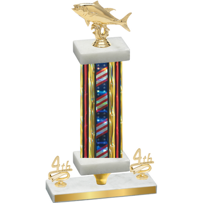 Premium Single Flag USA Fourth Place Fishing Trophy