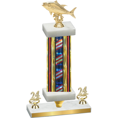 Premium Single Flag USA Year Fishing Trophy