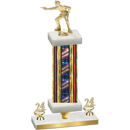 Premium Single Flag USA Year Shooter Trophy