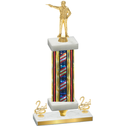 Premium Single Flag USA Second Place Shooter Trophy