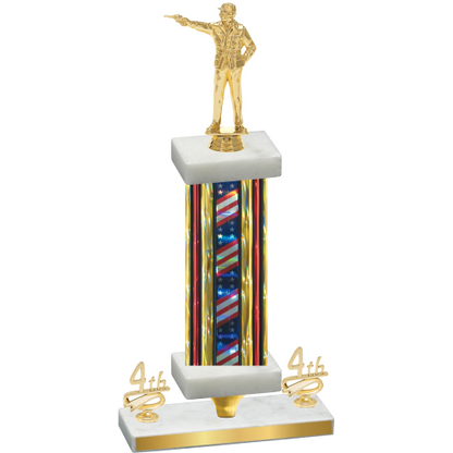 Premium Single Flag USA Fourth Place Shooter Trophy