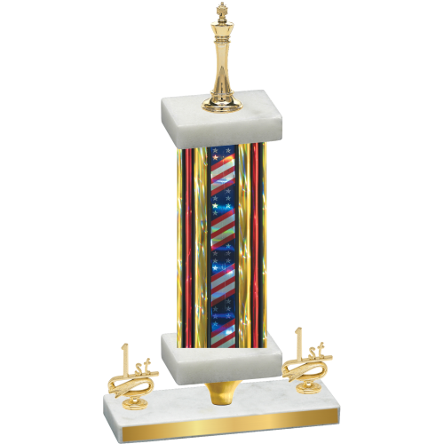Premium Single Flag USA First Place Chess Trophy