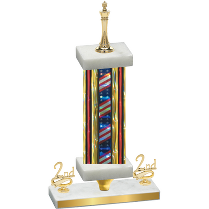 Premium Single Flag USA Second Place Chess Trophy