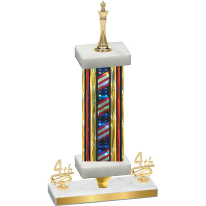 Premium Single Flag USA Fourth Place Chess Trophy