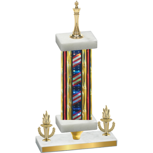 Premium Single Flag USA Victory Chess Trophy