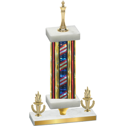 Premium Single Flag USA Victory Chess Trophy