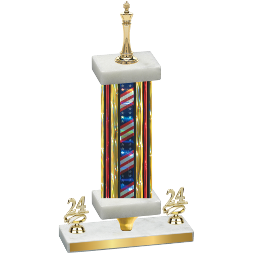 Premium Single Flag USA Year Chess Trophy