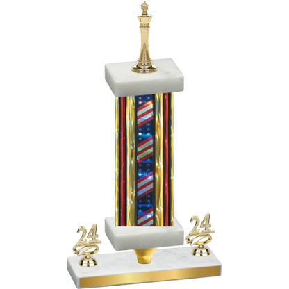 Premium Single Flag USA Year Chess Trophy