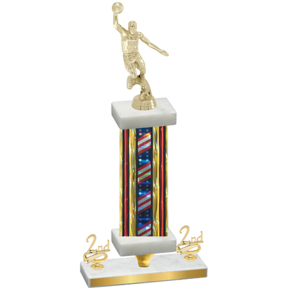 Premium Single Flag USA Second Place Basketball Trophy