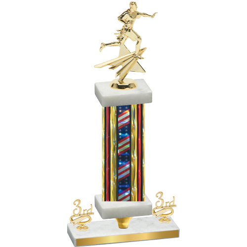 Premium Single Flag USA Third Place Flag Football Trophy