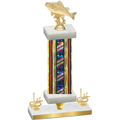 Premium Single Flag USA First Place Fishing Trophy