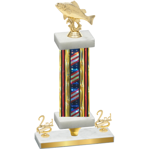 Premium Single Flag USA Second Place Fishing Trophy