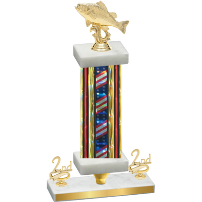 Premium Single Flag USA Second Place Fishing Trophy