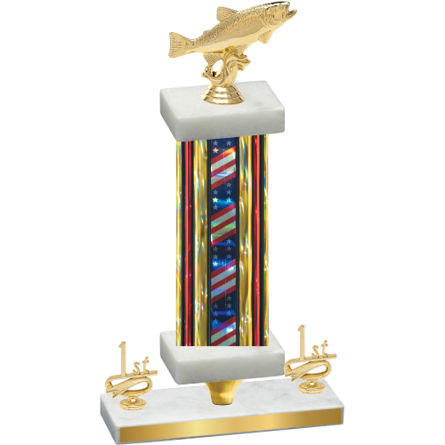 Premium Single Flag USA First Place Fishing Trophy