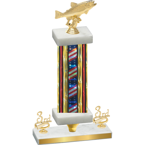 Premium Single Flag USA Third Place Fishing Trophy