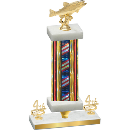 Premium Single Flag USA Fourth Place Fishing Trophy